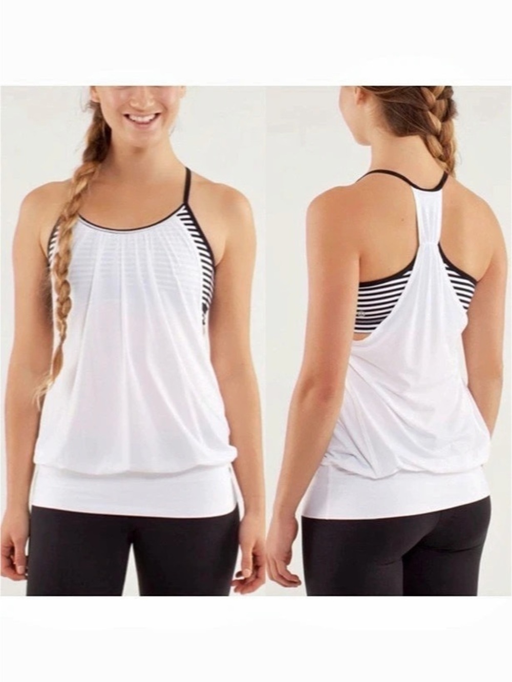 lululemon No Limits Tank Striped White & Black Size 4